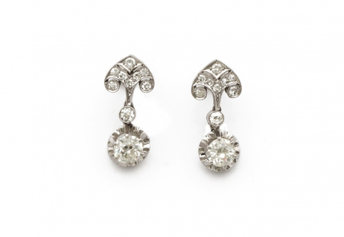 Elegantes pendientes Belle Epoque de brillantes de talla an