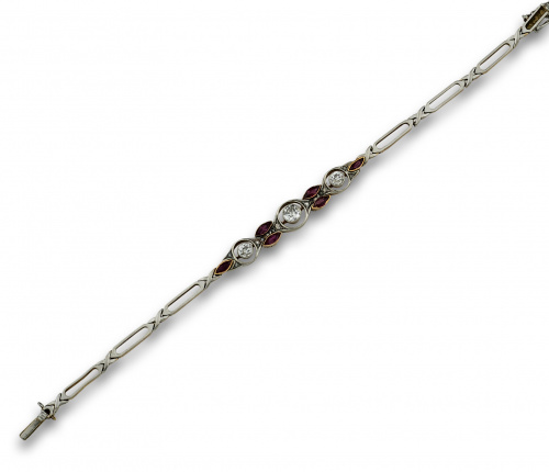 Pulsera de pps s XX con tres brillantes en chatón entre hoj