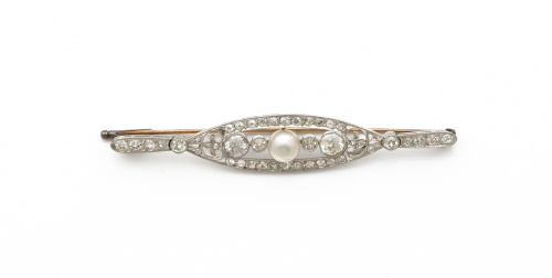Broche barra Belle Epoque de brillantes de talla antigua co