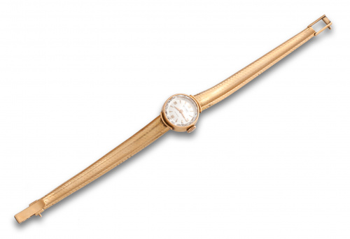 Reloj de pulsera Record Incabloc en oro rosa de 18K años 60.