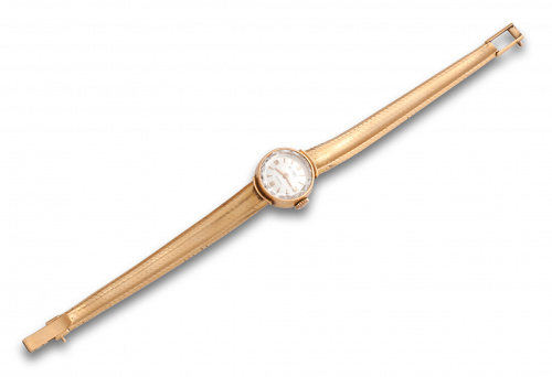 Reloj de pulsera Record Incabloc en oro rosa de 18K años 60.