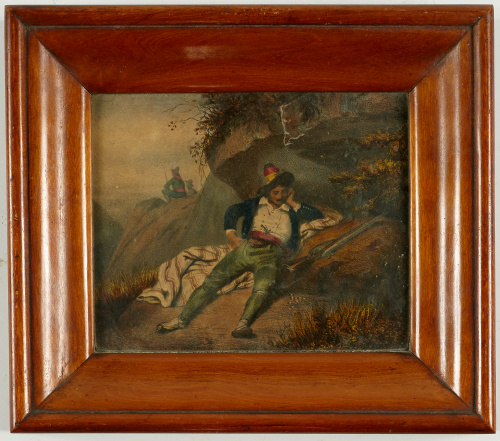 ESCUELA INGLESA, H. 1800Bandolero recostado en un paisaje.