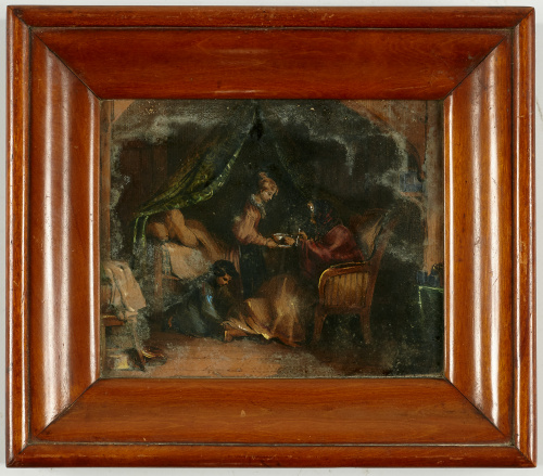 ESCUELA INGLESA, H. 1800Joven cuidando a una anciana.