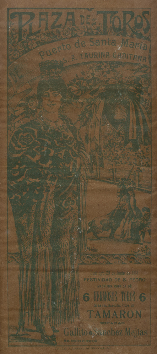 Lote de cinco carteles de toros de la plaza de toros de Sevi