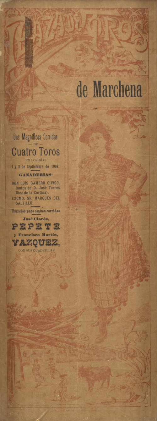 Lote de cinco carteles de toros de las plazas de Cádiz, Marc