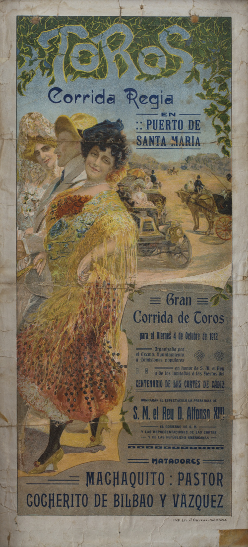 Lote de cinco carteles de toros de las plazas de Cádiz, Marc
