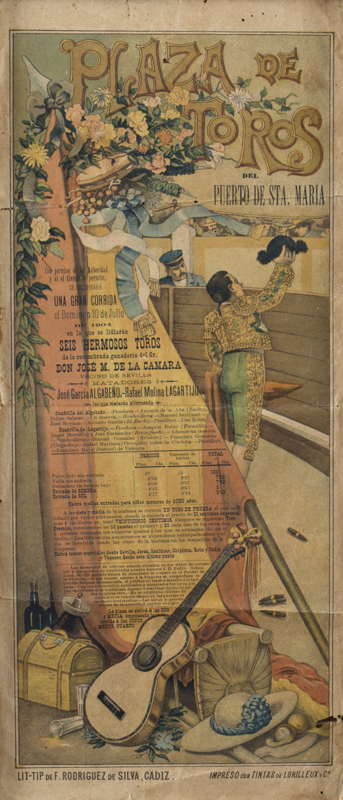 Lote de cinco carteles de toros de las plazas de Cádiz, Marc