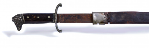 Espada con empuñadura rematado por un oso de plata.S. XIX.