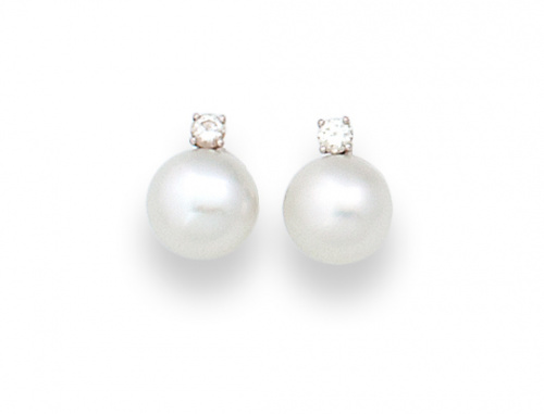 Pendientes con perla Australiana de intenso oriente y brill