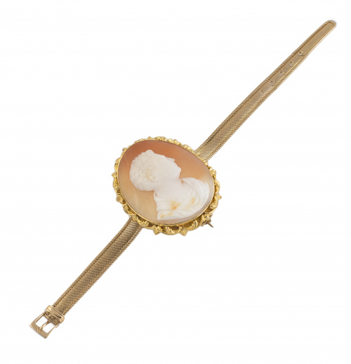 Brazalete s. XIX con centro de camafeo desmontable para uti