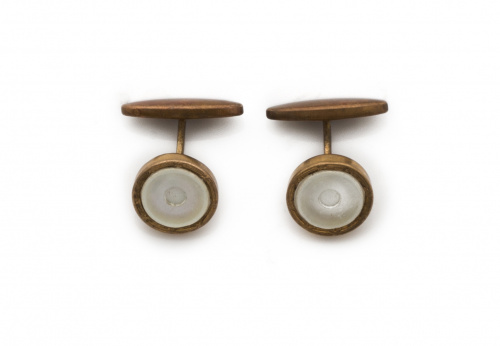 Gemelos pp s.XX con círculos con nácar enmarcados en guirna