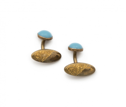 Lote de dos parejas de gemelos de pp s. XX  en metal dorado.