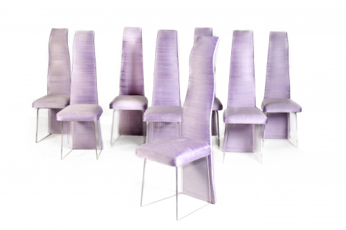 Conjunto de ocho sillas de comedor Lion in frost en metacri