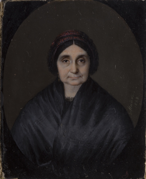 MUÑOZ (Escuela española, siglo XIX)Retrato de dama con toc