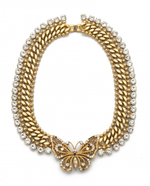 Collar americano de fantasía años 50 con mariposa central y