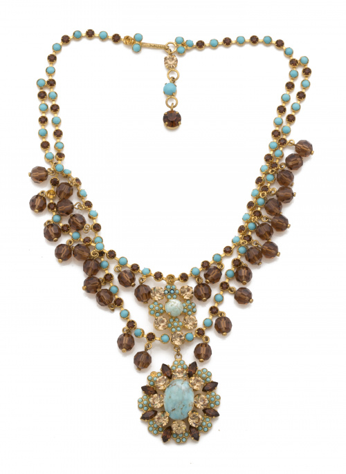 Collar de fantasía años 60 con cuentas de strass color cogn