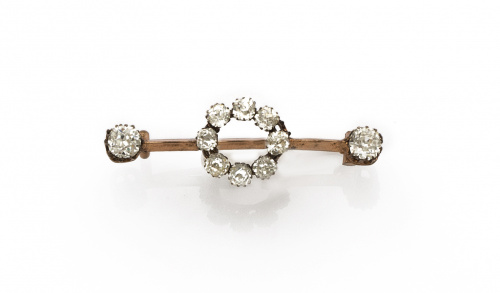 Broche de fantasía años 30 con strass en círculo central y 