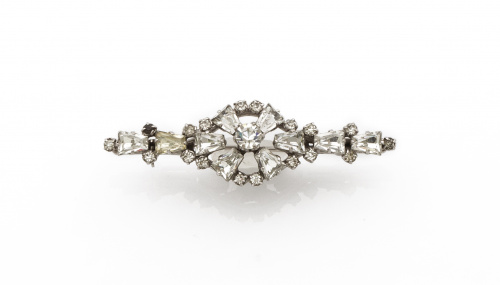 Broche barra de fantasía años 30 con strass de diferentes t