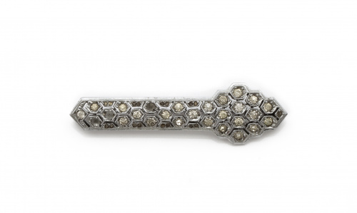Broche barra de fantasía, años 30, con strass en celdas de 