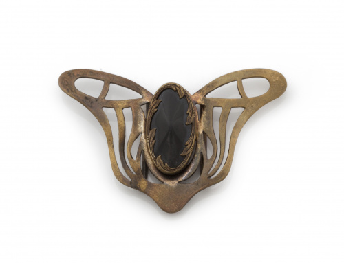 Hebilla Art -Nouveau en metal mate con óvalo de esmalte neg