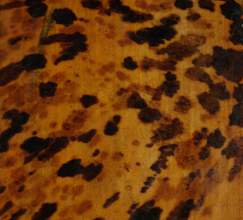 Cofre en carey y alma de madera, con remates de bronce apli