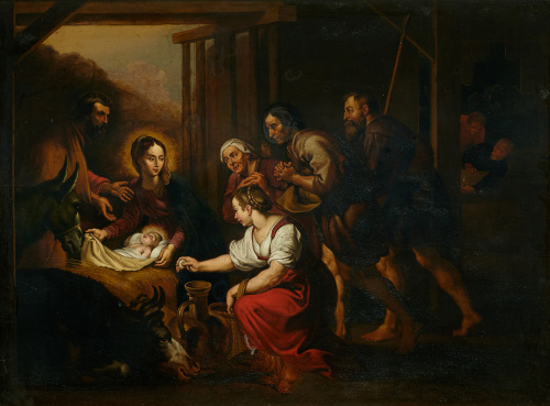 ESCUELA FLAMENCA, SIGLO XVII“Adoración de los pastores” y 