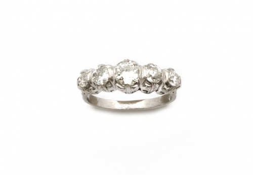 Sortija cintillo de brillantes de talla antigua que suman 2