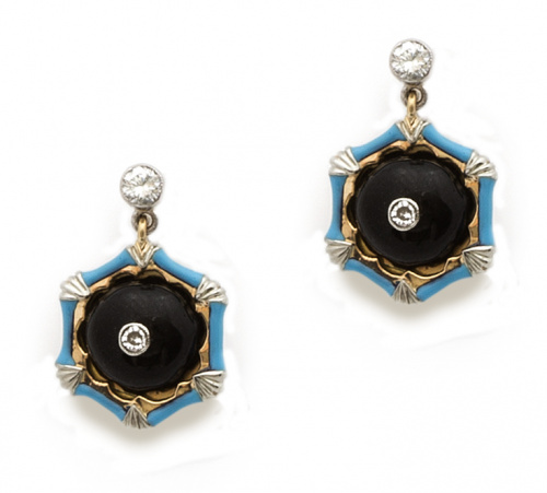 Pendientes de esmalte con diseño de flor que pende de brill