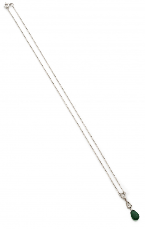 Colgante Art-Decó con gota de esmeralda colombiana que pend