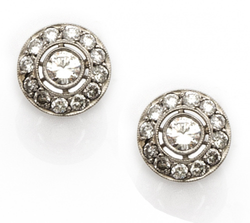 Pendientes ojo de perdiz con brillantes en chatón centrales