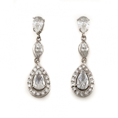 Pendientes con 3 perillas de diamante en cascada,la colgant