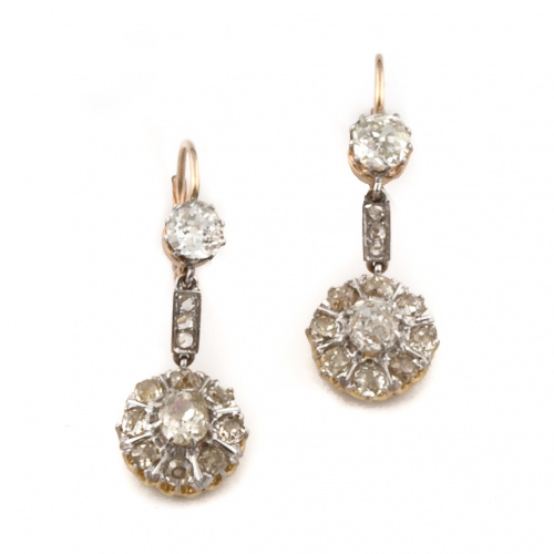 Pendientes largos de pps s XX de brillantes de talla antigu