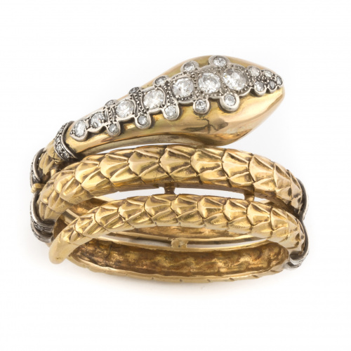 Brazalete rígido de tres vueltas en forma de serpiente,años