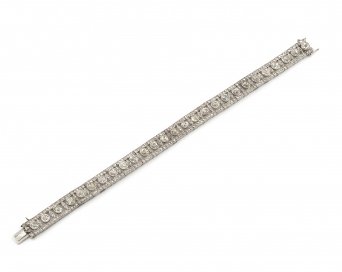 Elegante pulsera Art-Decó de brillantes de talla antigua,co