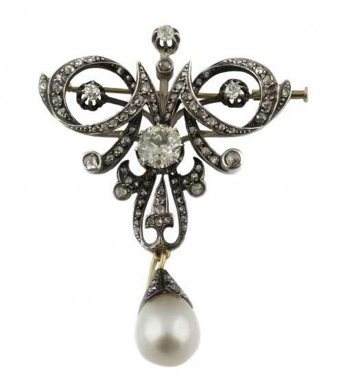 Broche colgante Belle époque con diseño de lazos y cintas e