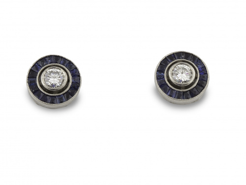 Pendientes ojo de perdiz con brillantes en chatón orlados d