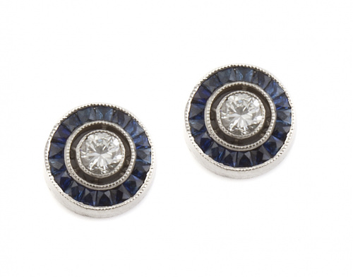 Pendientes ojo de perdiz con brillantes centrales que suman