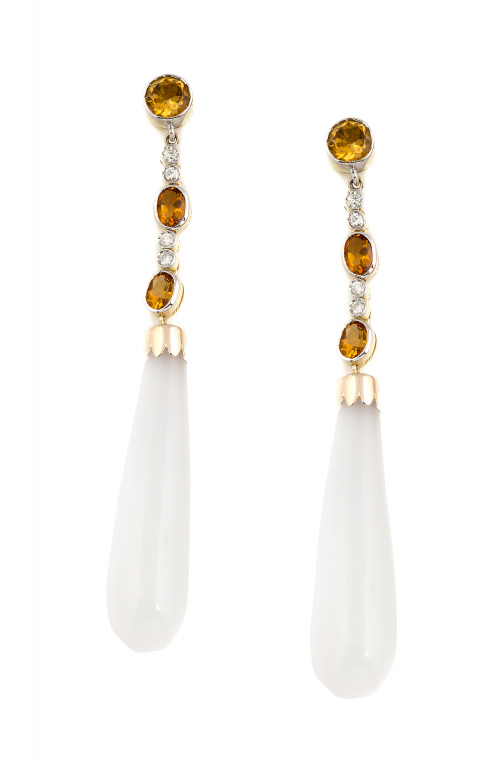 Pendientes largos con grandes perillas de ágata que penden 