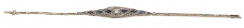 Pulsera Art-Decó con zafiros calibrados, diamantes y brilla
