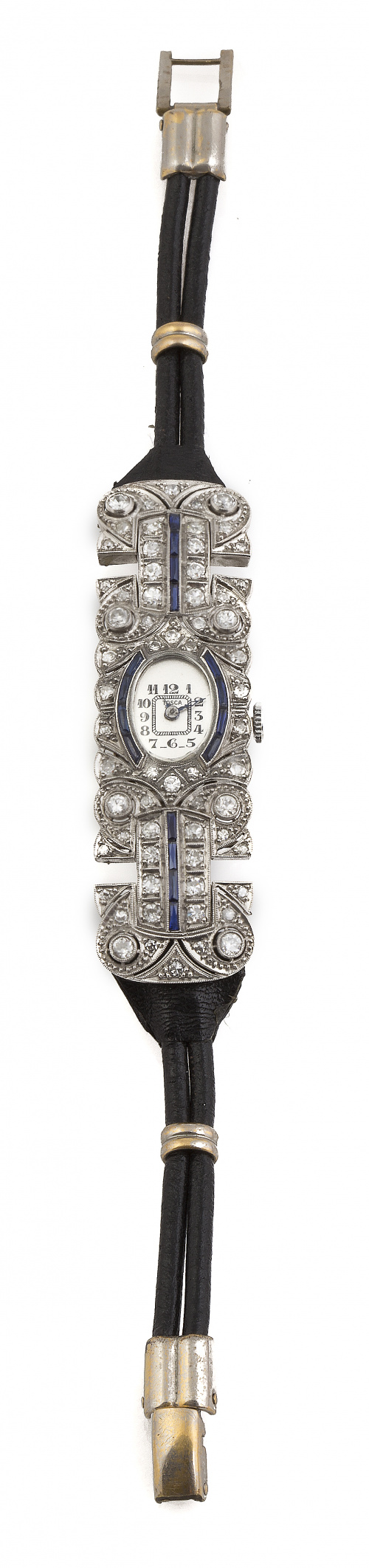 Reloj Art-Decó TOSCA con diamantes y zafiros calibrados en 