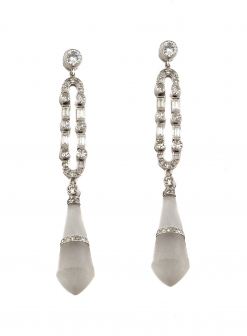 Pendientes largos de estilo Art-Decó con colgante de crista