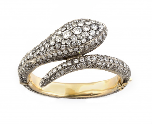 Brazalete en forma de serpiente con frente completamente cu