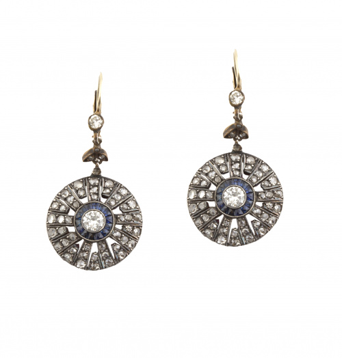 Pendientes largos Belle époque en forma de círculo colgante