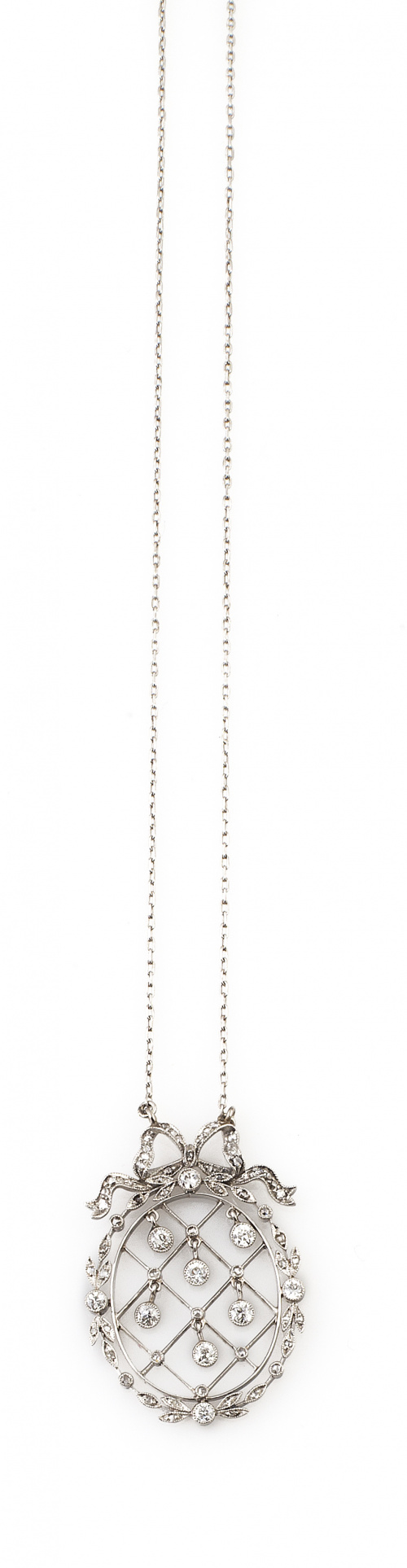 Colgante Belle époque de brillantes en óvalo con celosía y 