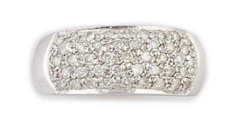 Sortija de pavé de brillantes en banda frontal, en oro blan