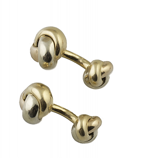 Gemelos CARTIER con dobles nudos de diferente tamaño en oro