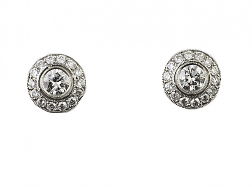 Pendientes ojo de perdiz de brillantes estilo Art-Decó con 