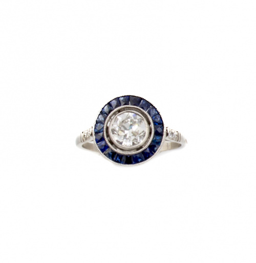 Sortija ojo de perdiz con un brillante central de 0,80 ct a