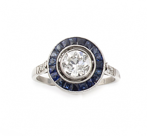 Sortija ojo de perdiz con un brillante central de 1,05 ct a