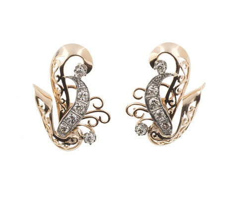 Pendientes años 40 con líneas sinuosas entrelazadas, la cen